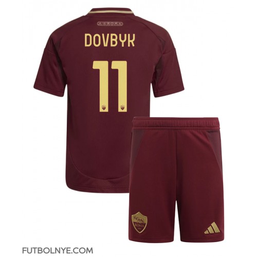 Camiseta AS Roma Artem Dovbyk #11 Primera Equipación para niños 2024-25 manga corta (+ pantalones cortos)